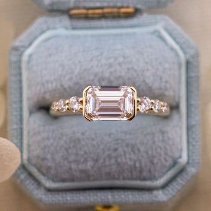 1.31ct Emerald Cut Lab Diamond East West Ring
