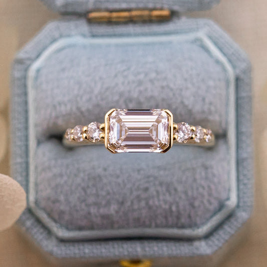 1.31ct Emerald Cut Lab Diamond East West Ring