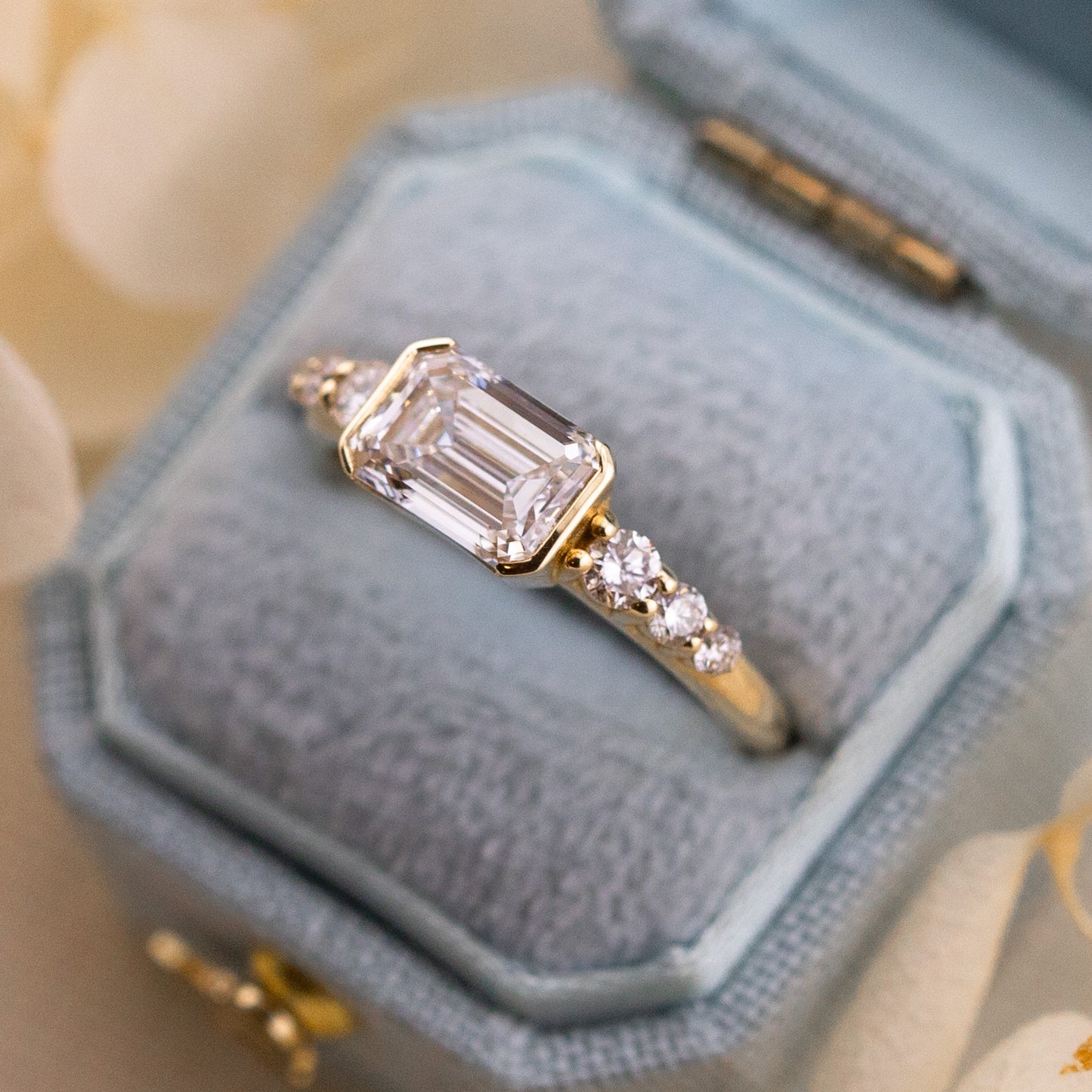 1.31ct Emerald Cut Lab Diamond East West Ring