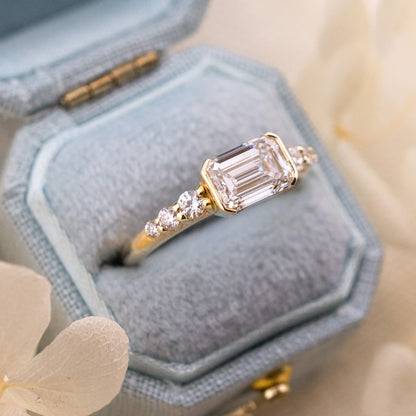 1.31ct Emerald Cut Lab Diamond East West Ring