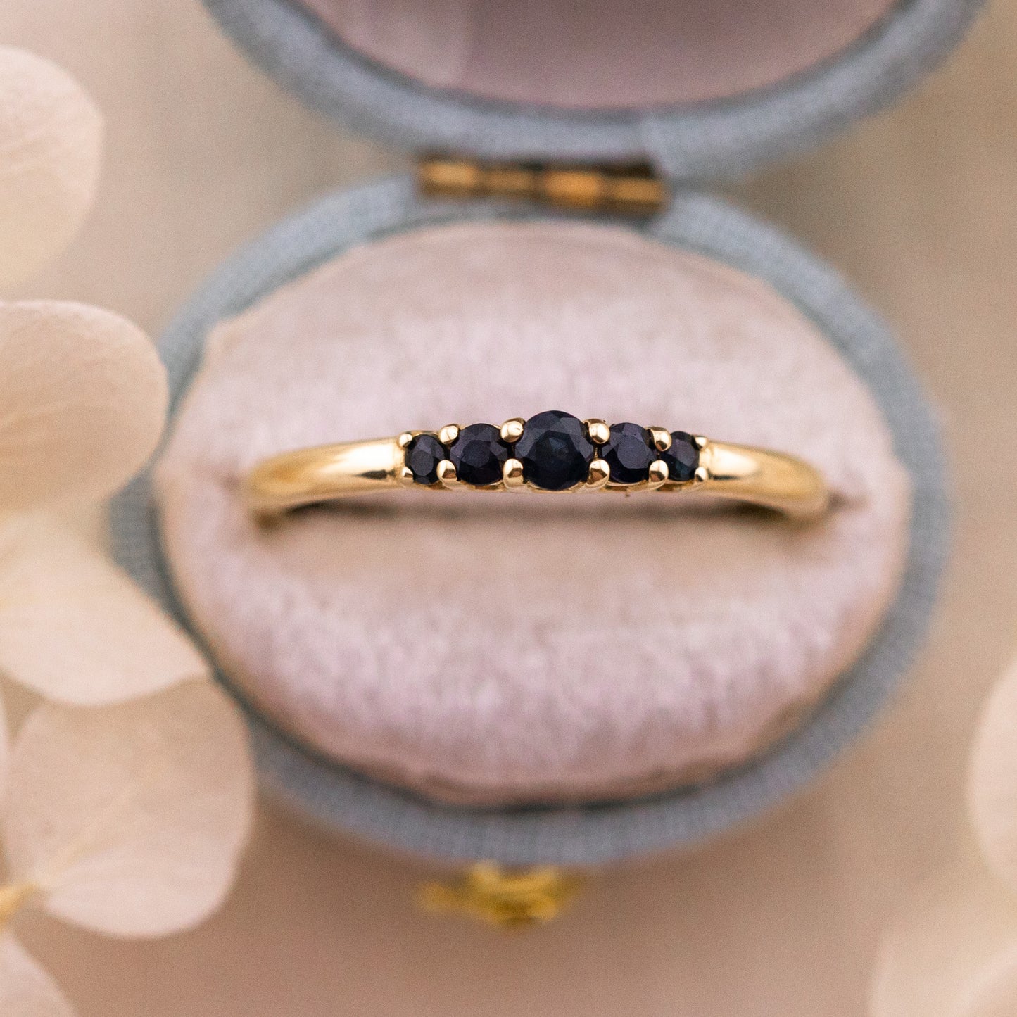 Lab Grown Sapphire Five Stone Band Ring
