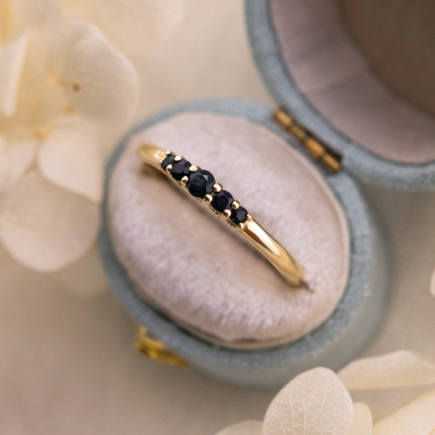 Lab Grown Sapphire Five Stone Band Ring