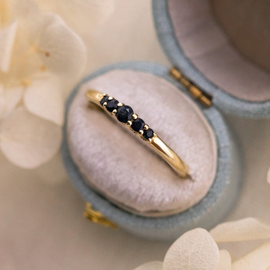 Lab Grown Sapphire Five Stone Band Ring