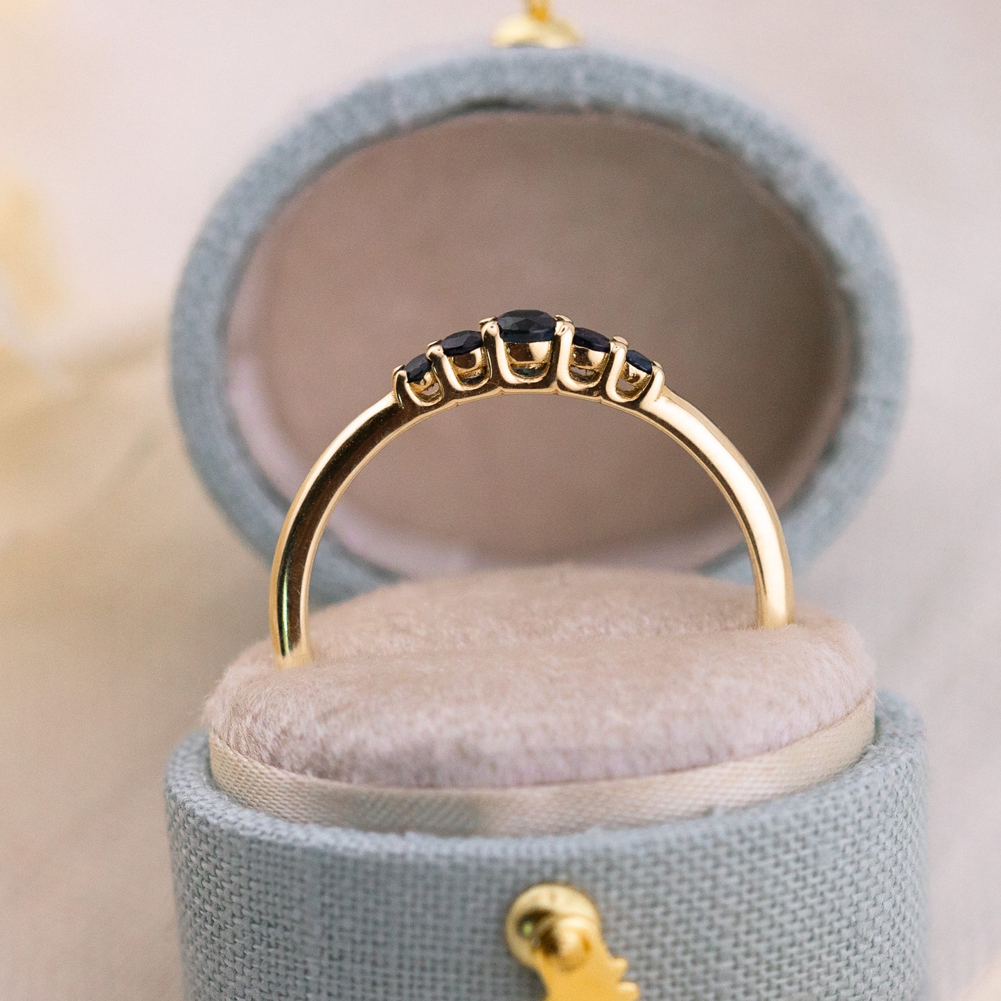 Lab Grown Sapphire Five Stone Band Ring