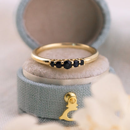 Lab Grown Sapphire Five Stone Band Ring