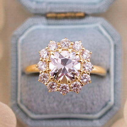 2.64ct Old Mine Cut Lab Diamond Halo Ring