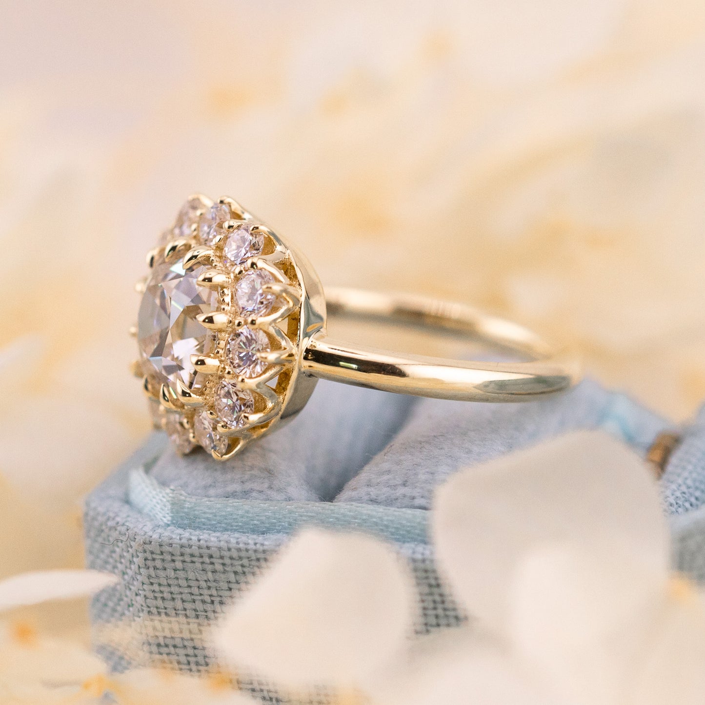 2.64ct Old Mine Cut Lab Diamond Halo Ring