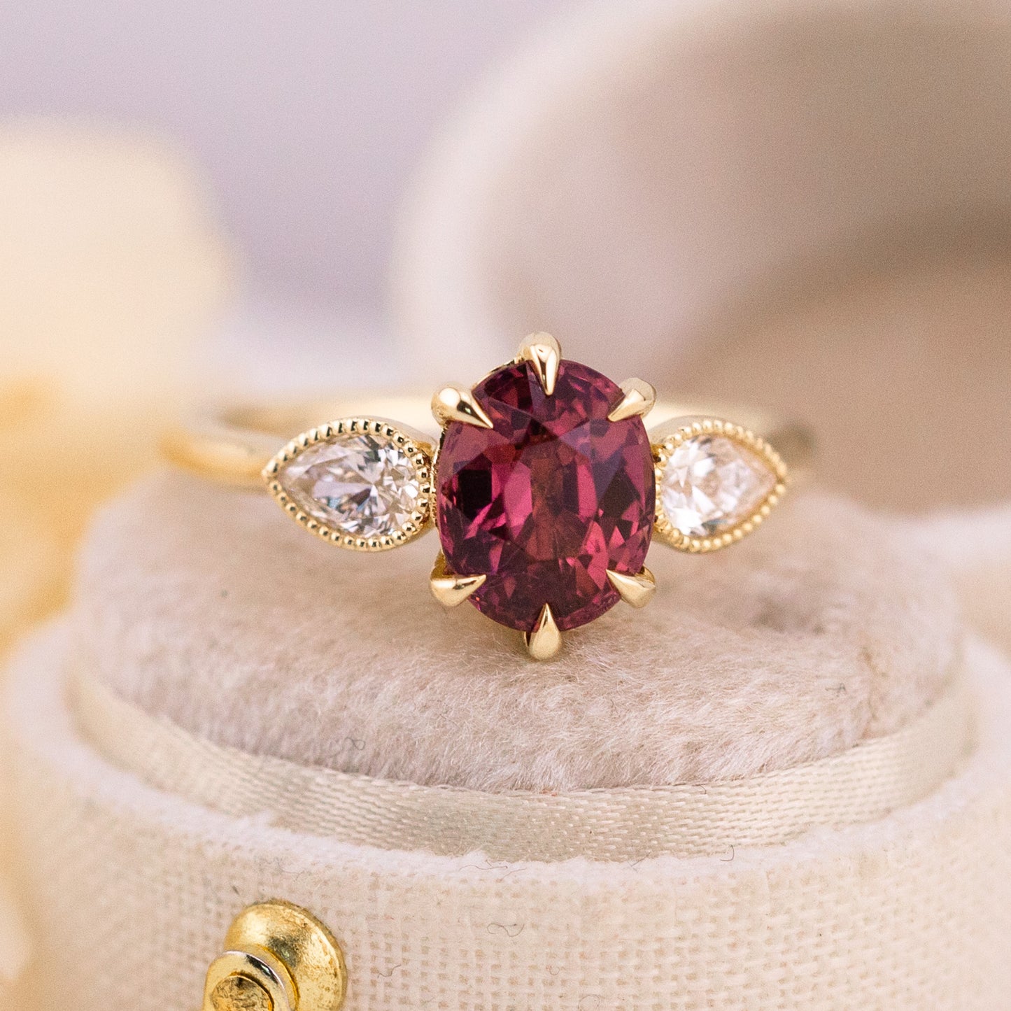 2.44ct Oval Cut Malaya Garnet Ring