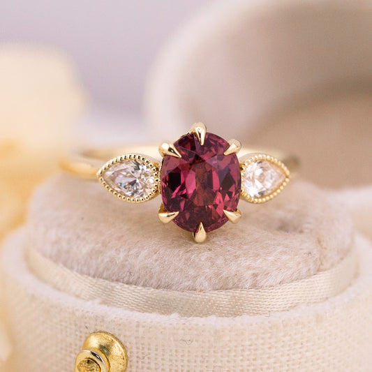 2.44ct Oval Cut Malaya Garnet Ring
