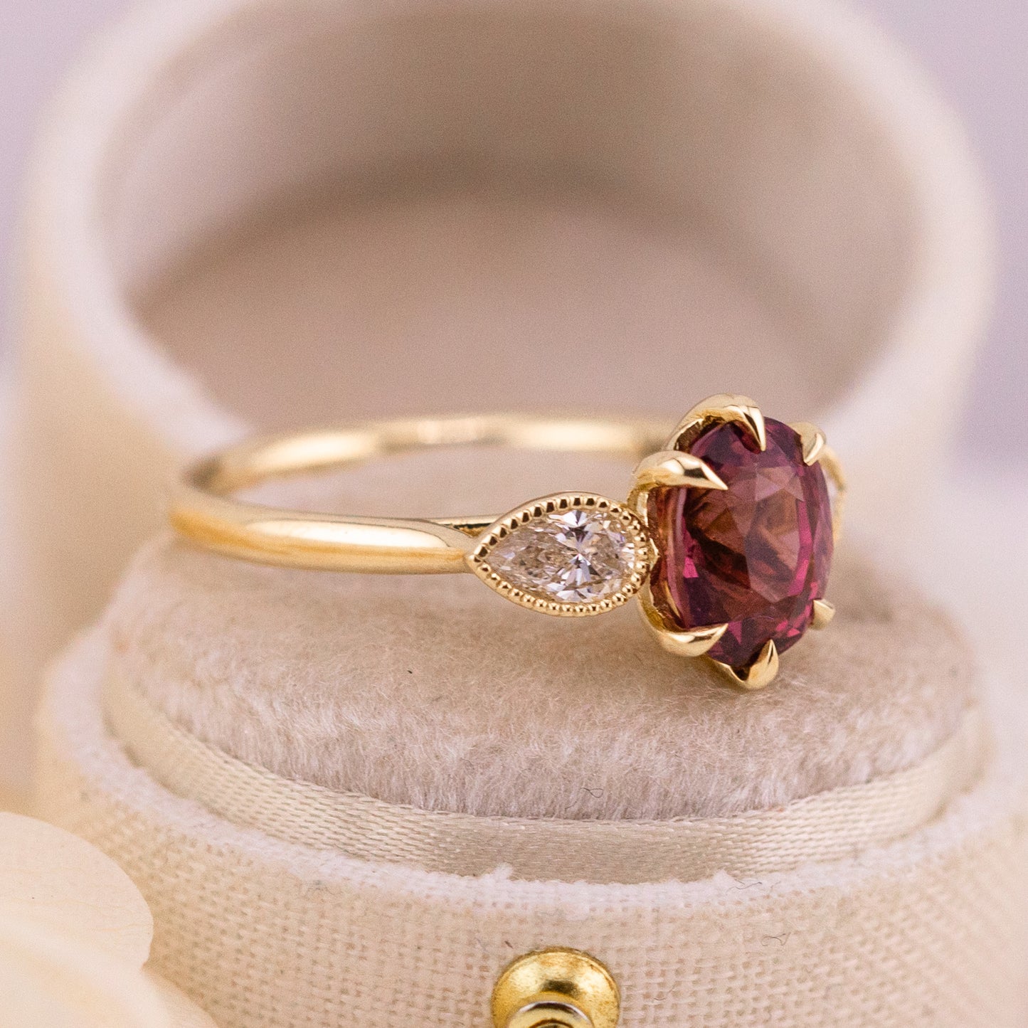 2.44ct Oval Cut Malaya Garnet Ring