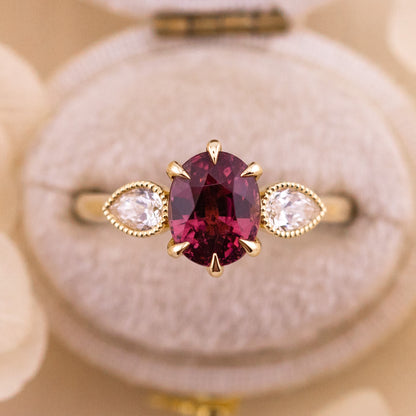 2.44ct Oval Cut Malaya Garnet Ring