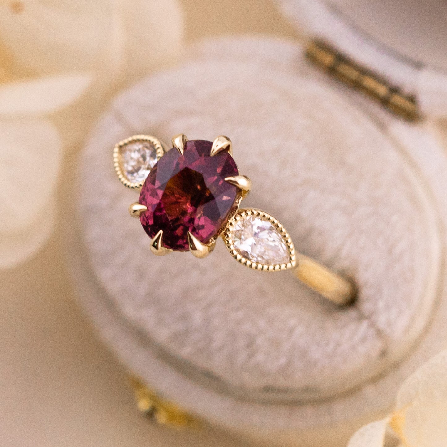 2.44ct Oval Cut Malaya Garnet Ring
