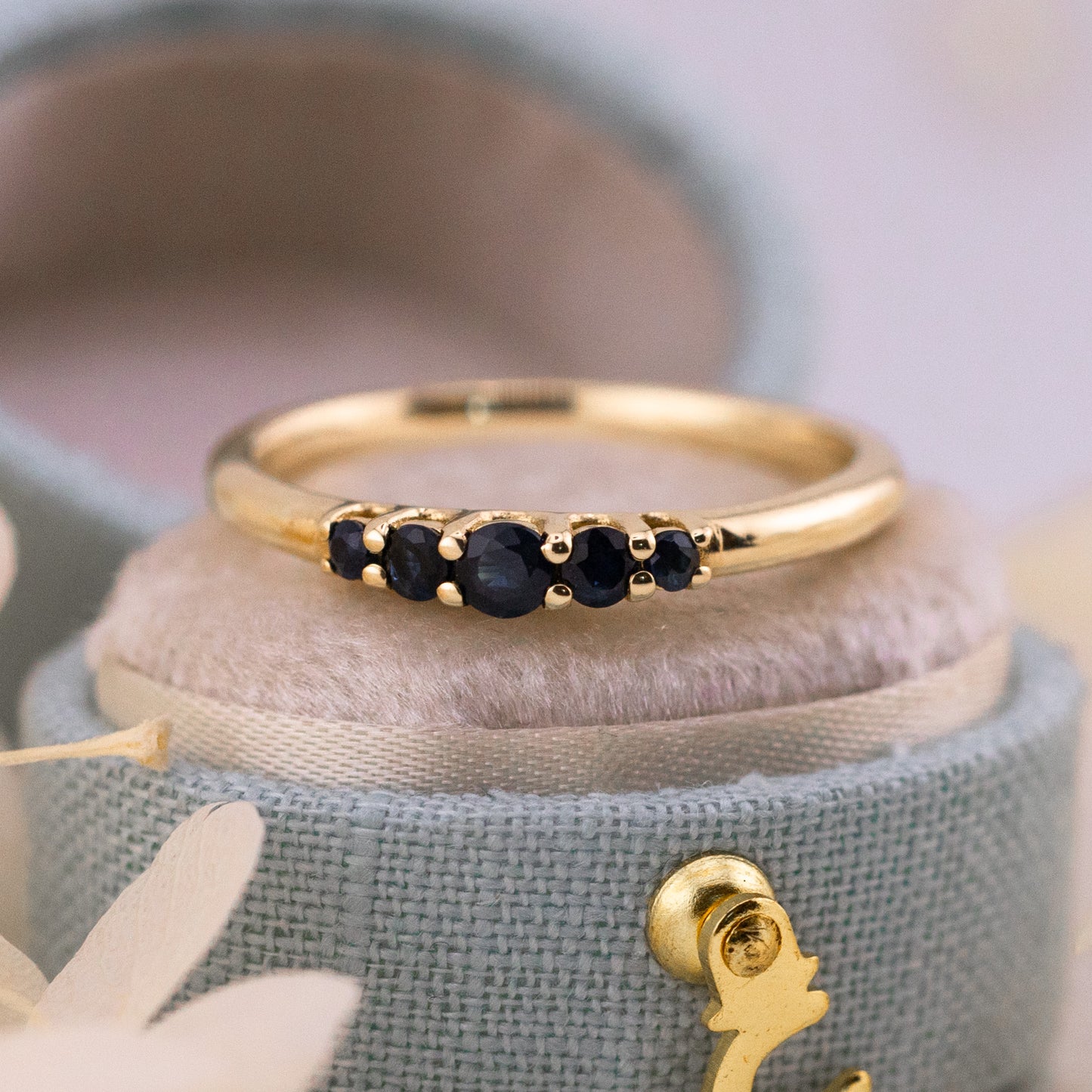 Lab Grown Sapphire Five Stone Band Ring
