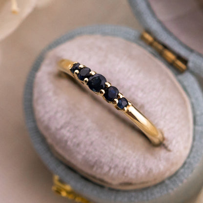 Lab Grown Sapphire Five Stone Band Ring