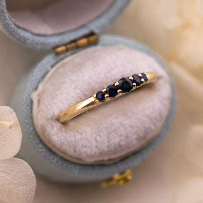 Lab Grown Sapphire Five Stone Band Ring