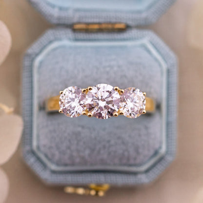 2.50ctw Round Lab Diamond Three Stone Ring