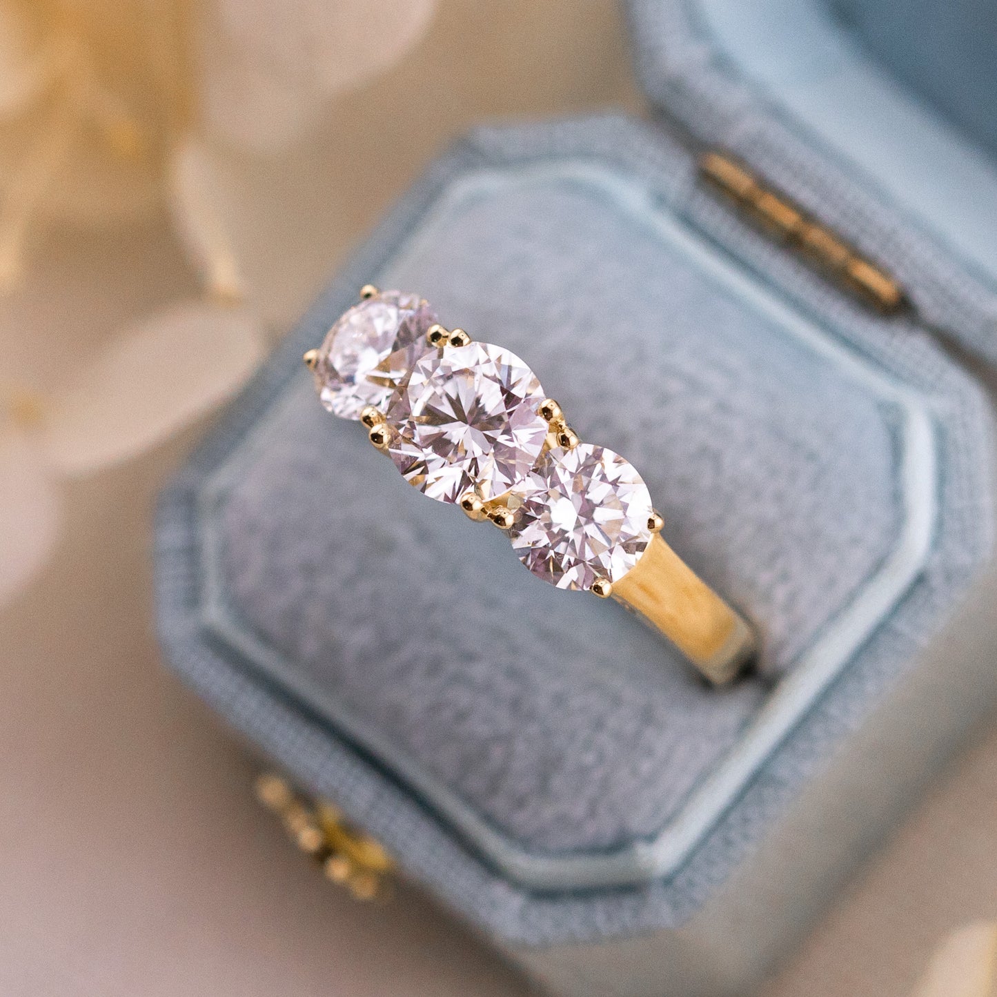 2.50ctw Round Lab Diamond Three Stone Ring