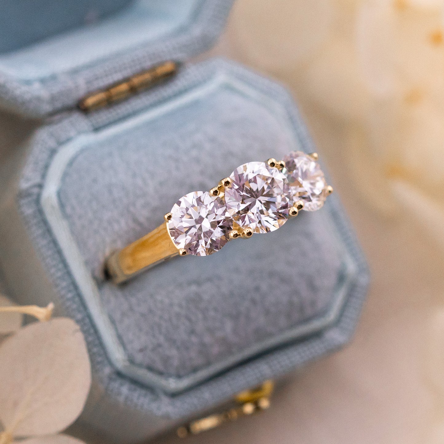 2.50ctw Round Lab Diamond Three Stone Ring