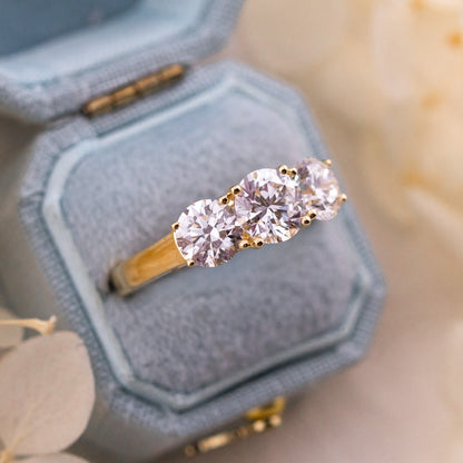 2.50ctw Round Lab Diamond Three Stone Ring