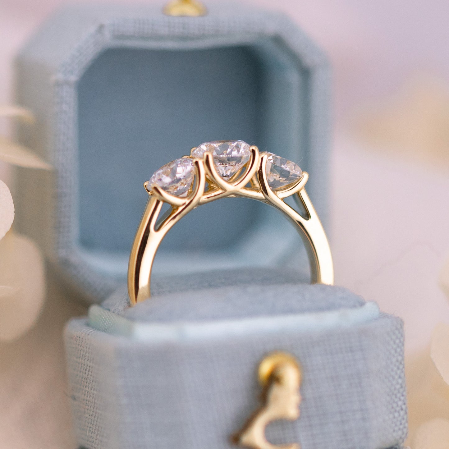 2.50ctw Round Lab Diamond Three Stone Ring