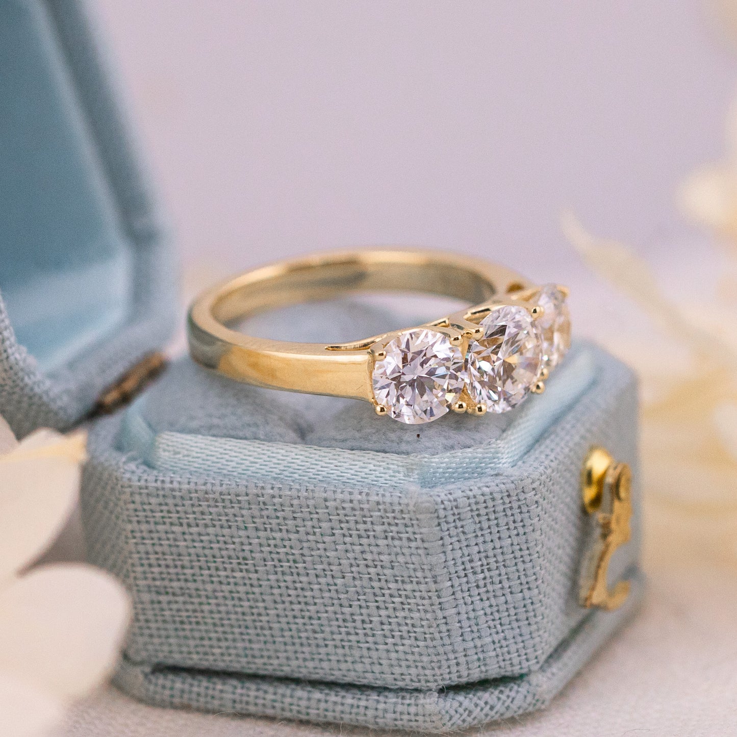 2.50ctw Round Lab Diamond Three Stone Ring
