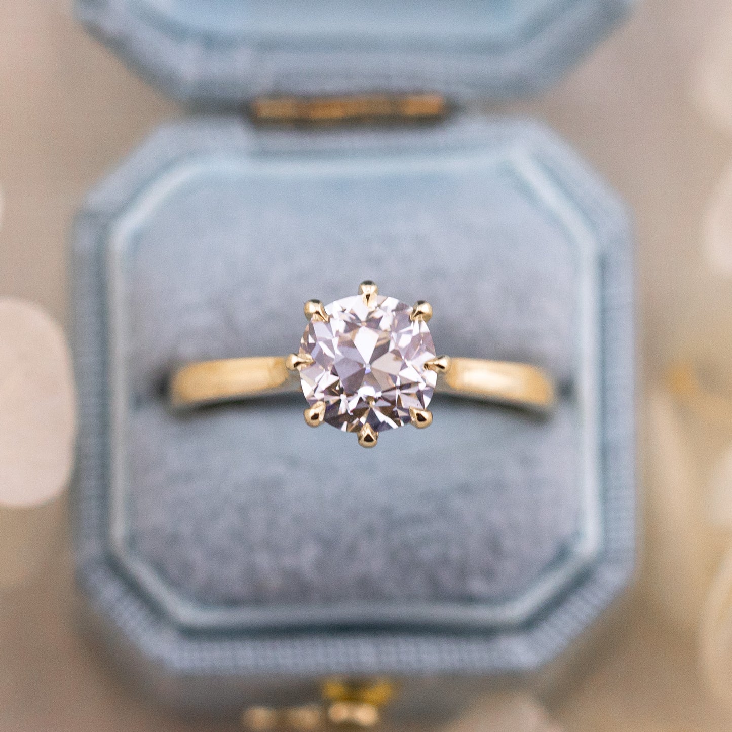 1.58ct Old Mine Cut Lab Solitaire Cathedral Ring - Juliette