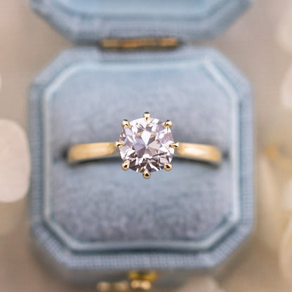 1.58ct Old Mine Cut Lab Solitaire Cathedral Ring - Juliette