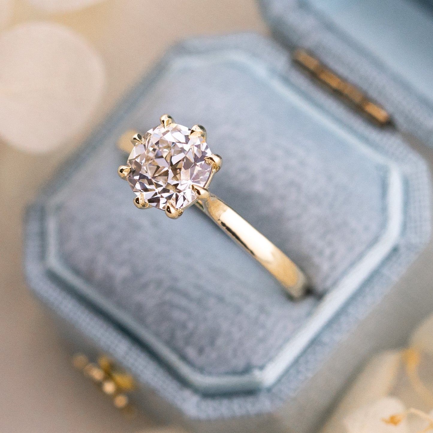 1.58ct Old Mine Cut Lab Solitaire Cathedral Ring - Juliette