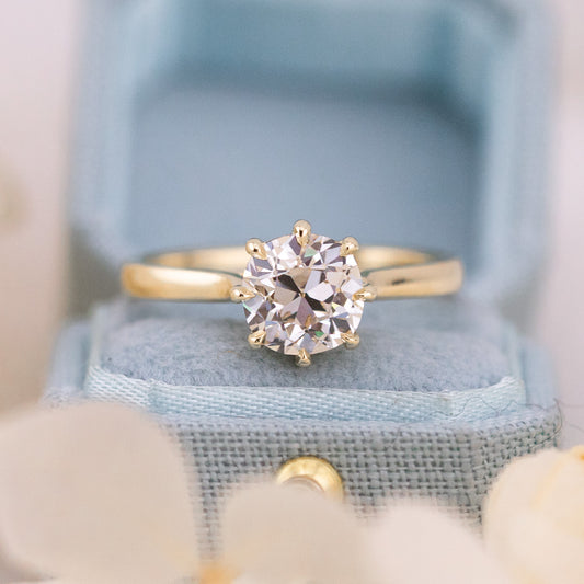 1.58ct Old Mine Cut Lab Solitaire Cathedral Ring - Juliette