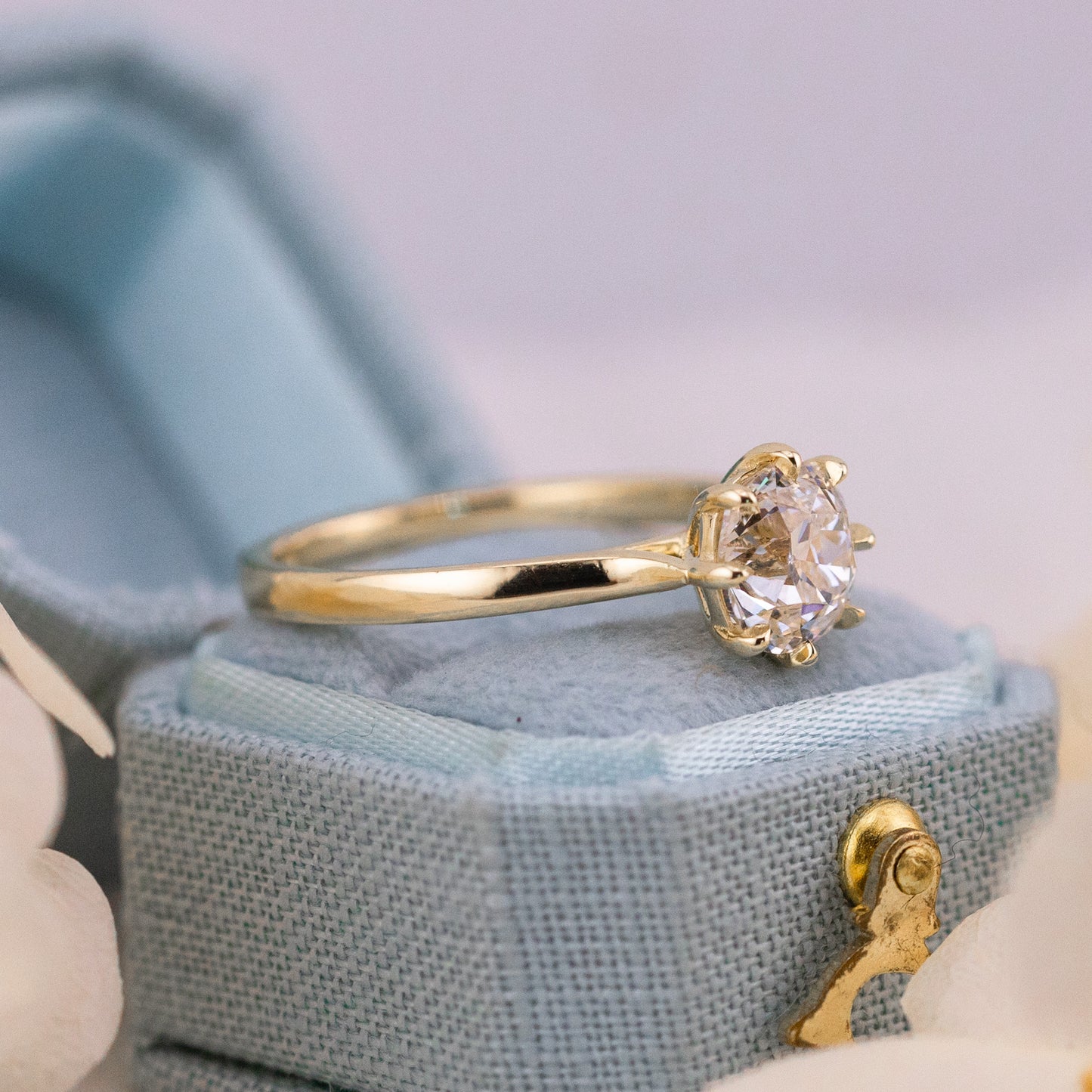 1.58ct Old Mine Cut Lab Solitaire Cathedral Ring - Juliette