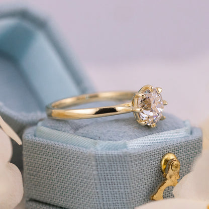 1.58ct Old Mine Cut Lab Solitaire Cathedral Ring - Juliette