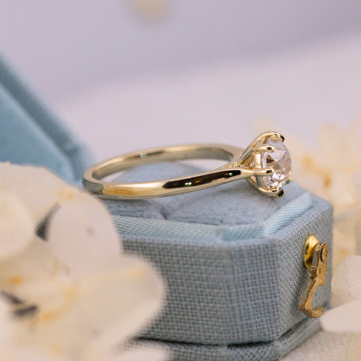 1.58ct Old Mine Cut Lab Solitaire Cathedral Ring - Juliette