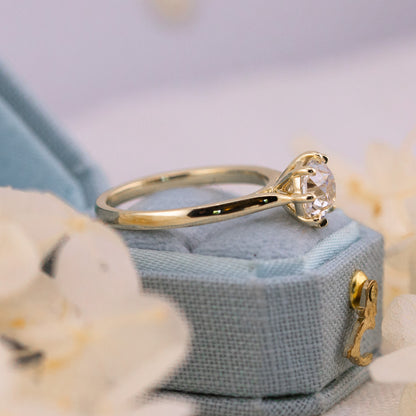 1.58ct Old Mine Cut Lab Solitaire Cathedral Ring - Juliette