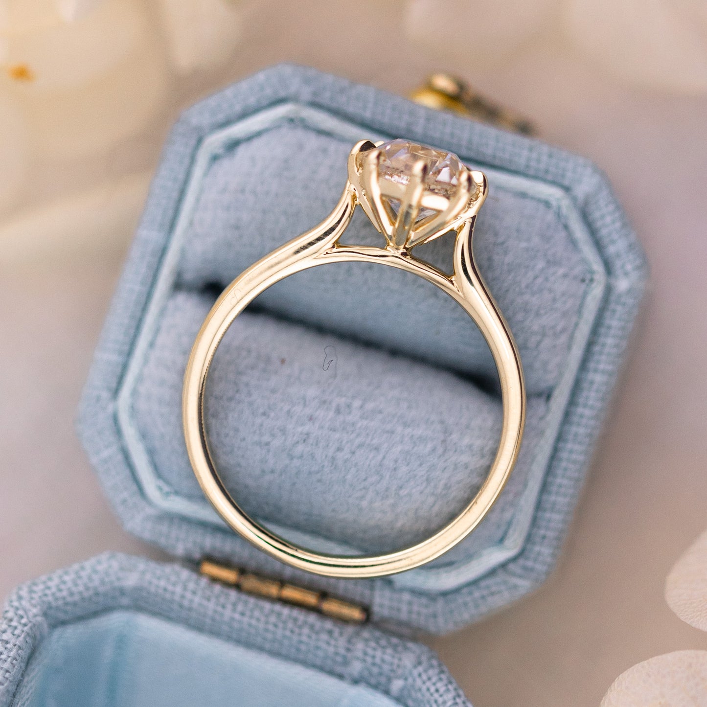 1.58ct Old Mine Cut Lab Solitaire Cathedral Ring - Juliette
