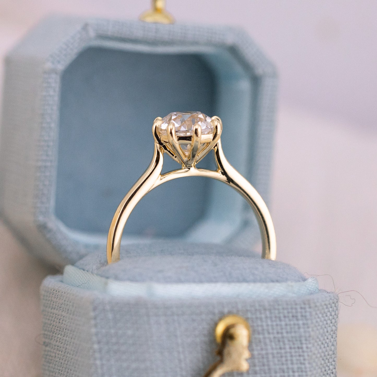 1.58ct Old Mine Cut Lab Solitaire Cathedral Ring - Juliette