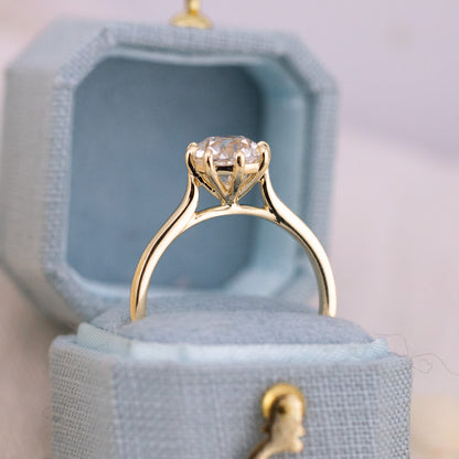 1.58ct Old Mine Cut Lab Solitaire Cathedral Ring - Juliette