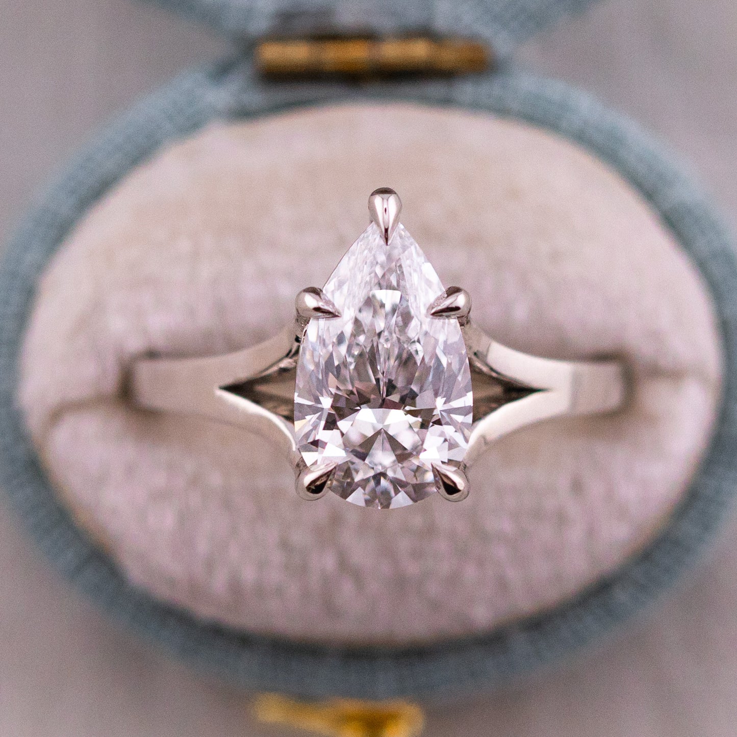 2.42ct Pear Lab Diamond Split Shank Ring