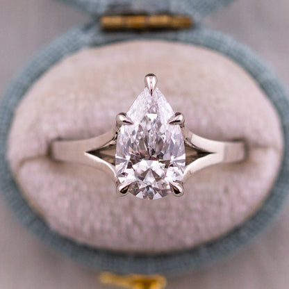 2.42ct Pear Lab Diamond Split Shank Ring