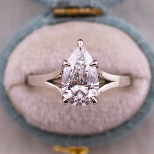 2.42ct Pear Lab Diamond Split Shank Ring