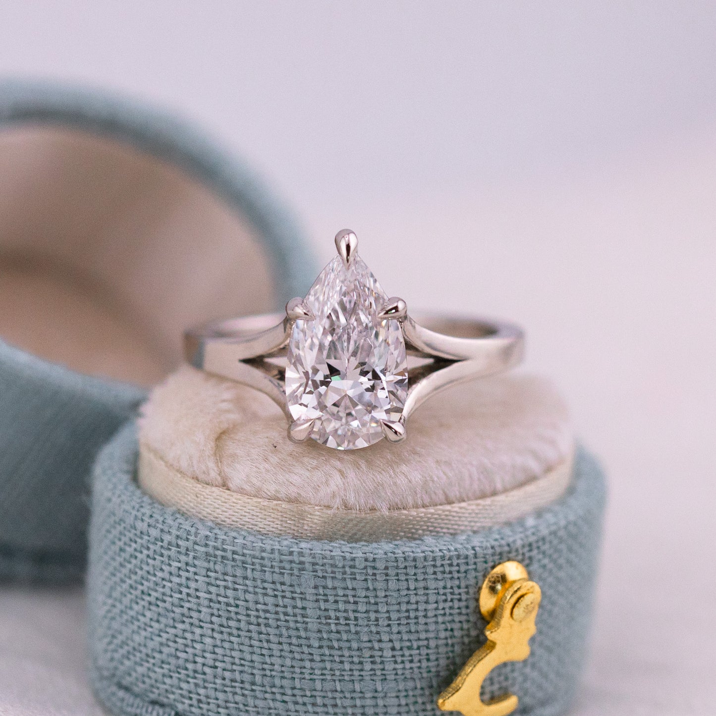 2.42ct Pear Lab Diamond Split Shank Ring