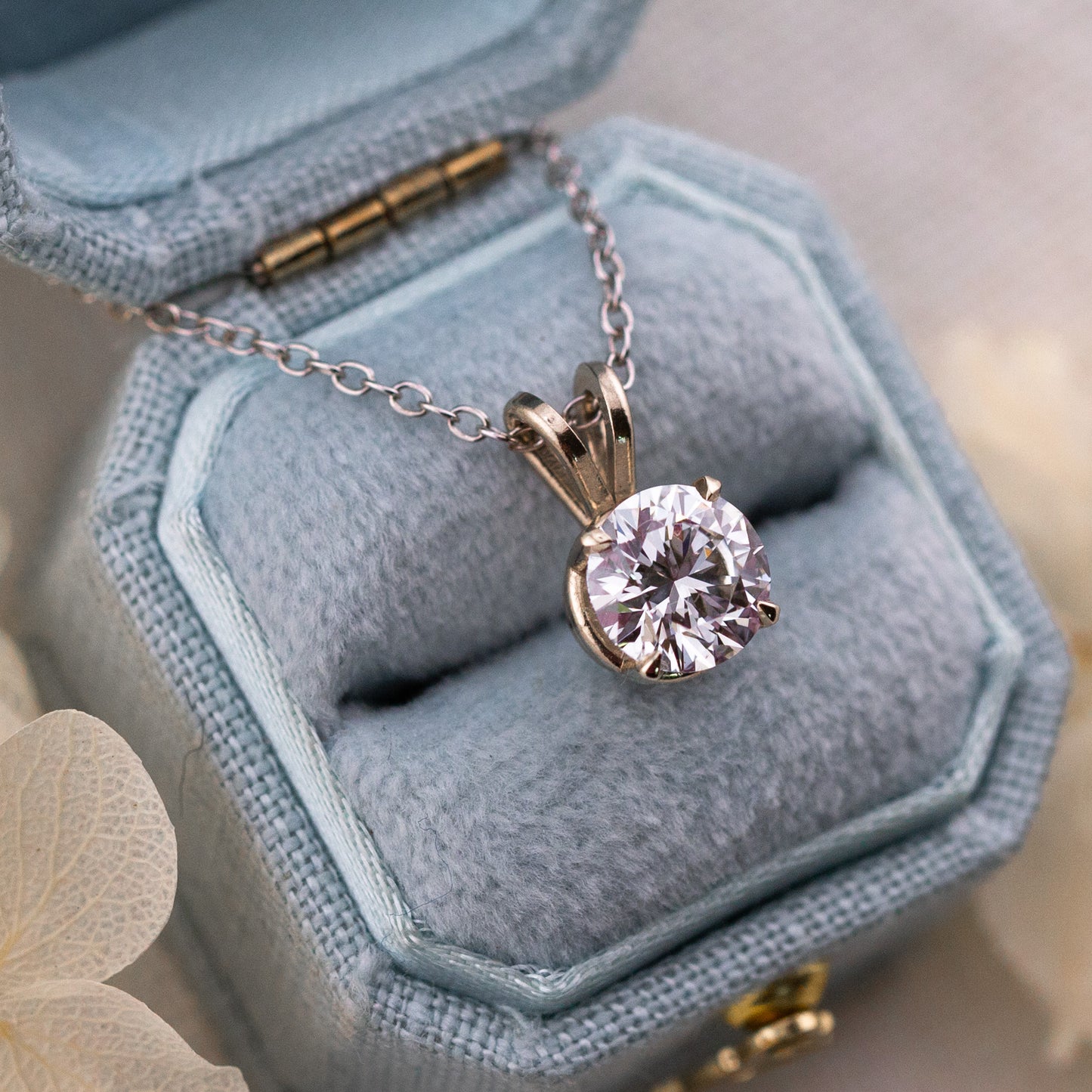 1.00ct Lab Diamond Pendant, 14k White Gold