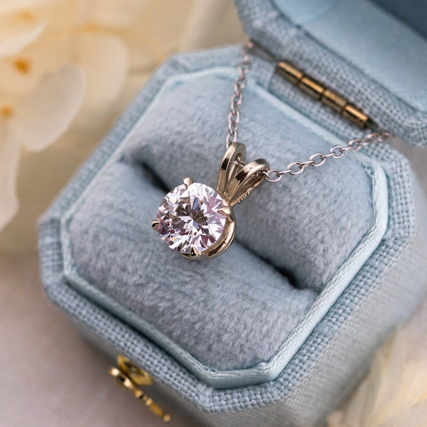 1.00ct Lab Diamond Pendant, 14k White Gold