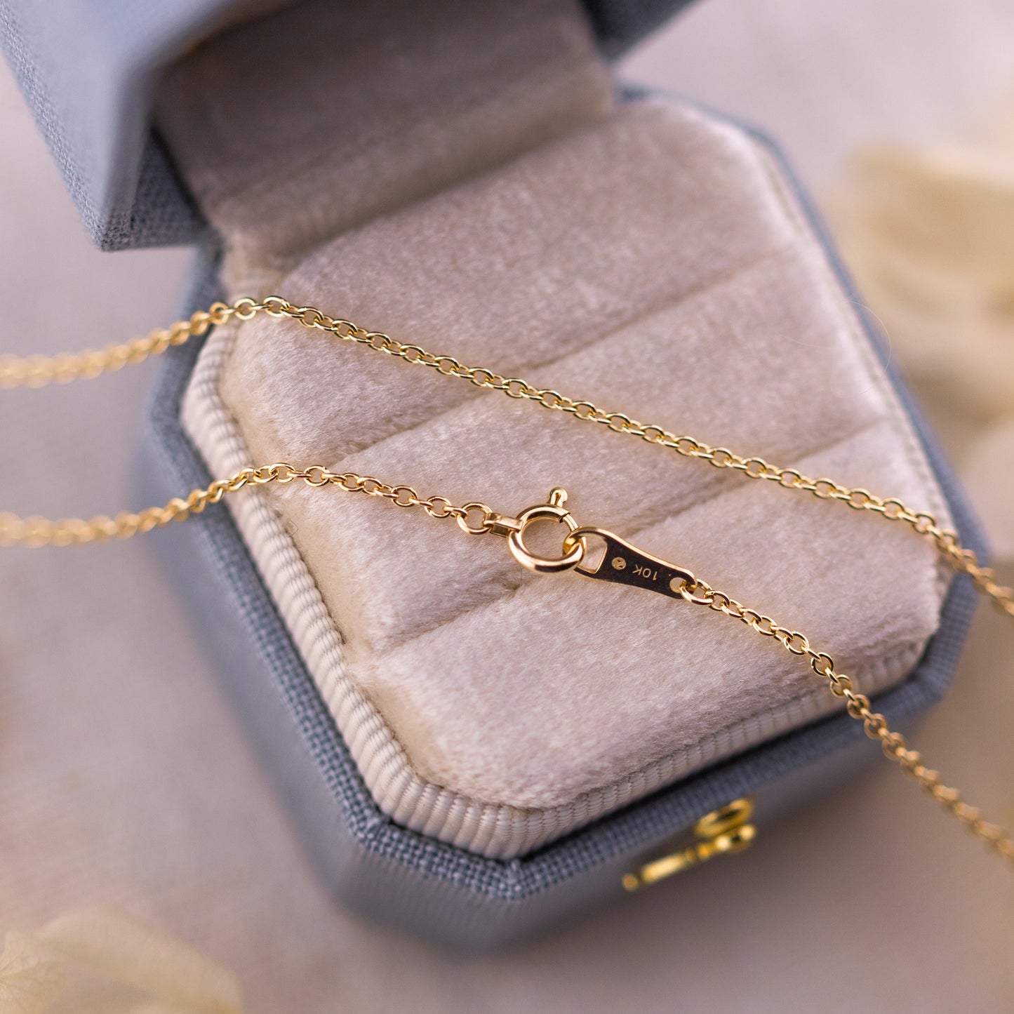 10k Solid Yellow Gold Cable Chain, 1.5mm