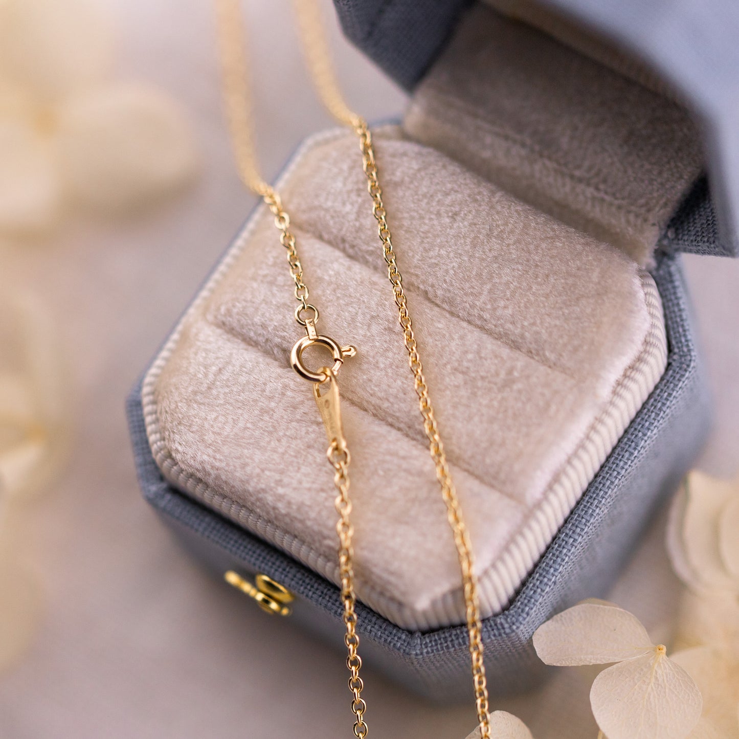 10k Solid Yellow Gold Cable Chain, 1.5mm