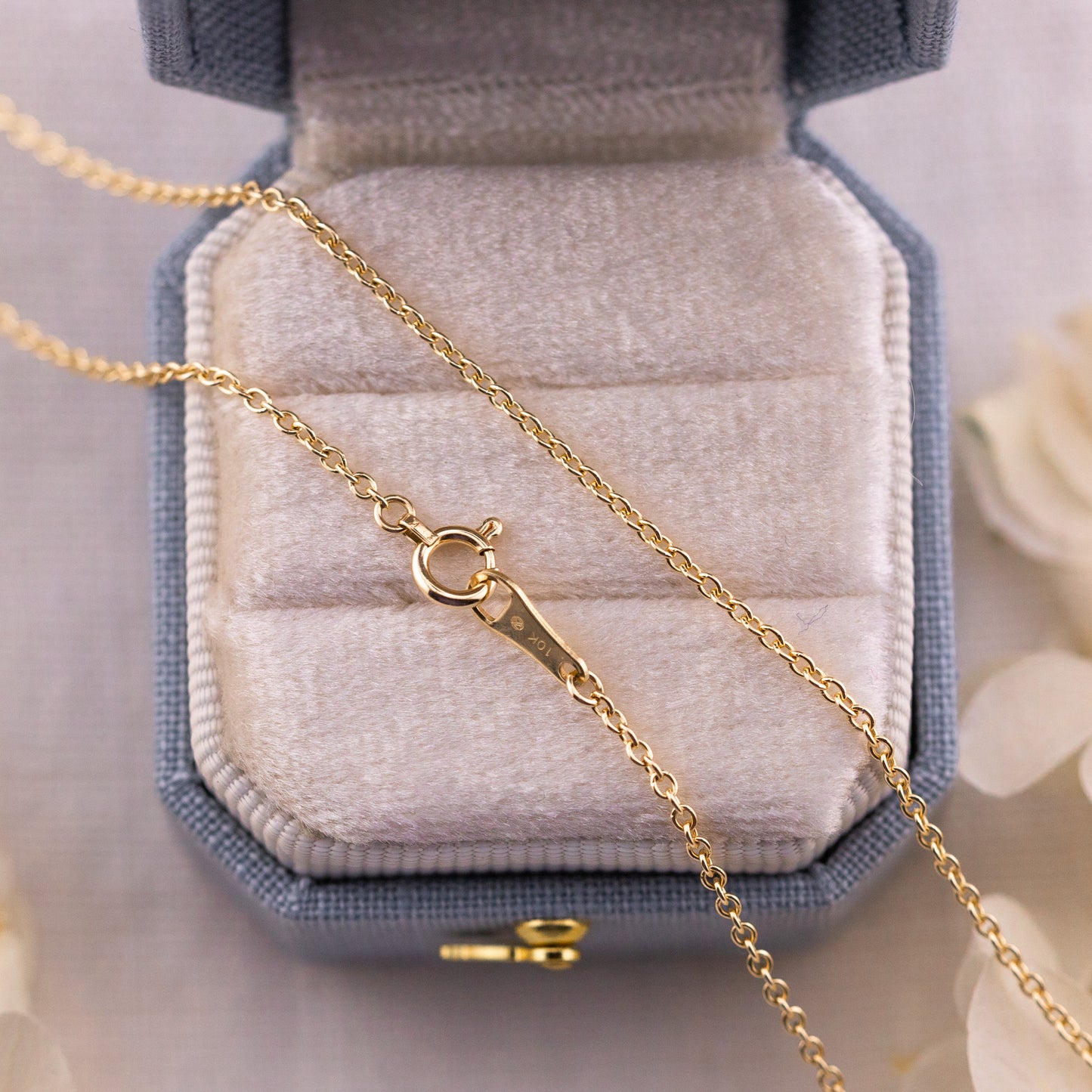 10k Solid Yellow Gold Cable Chain, 1.5mm