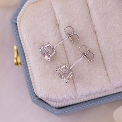 Lab Diamond Stud Earrings 14k Gold, Round Brilliant Solitaire Studs