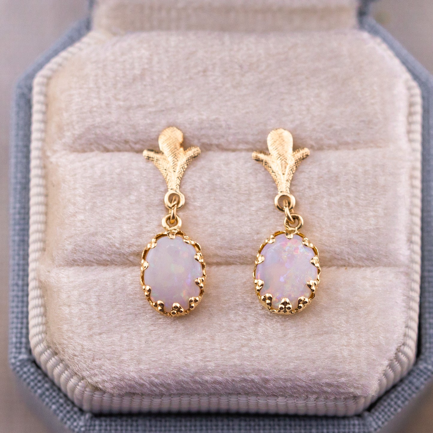 Vintage opal drop earrings 14k yellow gold