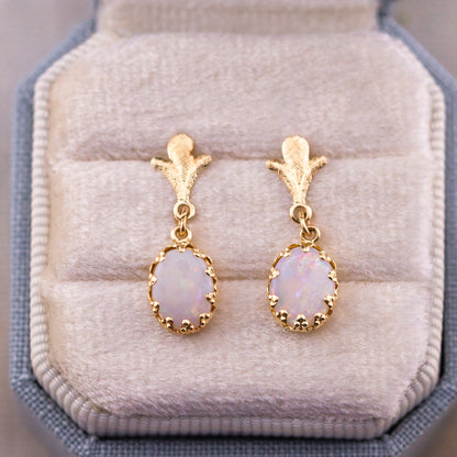 Vintage opal drop earrings 14k yellow gold
