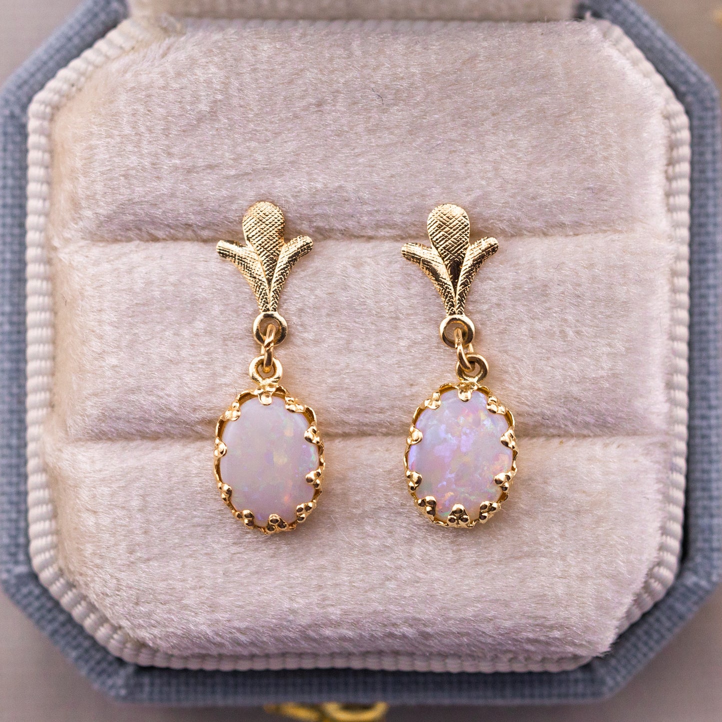 Vintage opal drop earrings 14k yellow gold