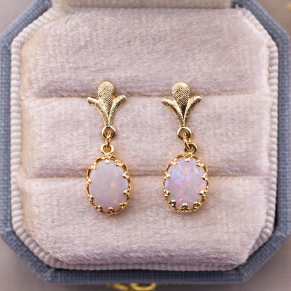 Vintage opal drop earrings 14k yellow gold